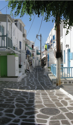 Paved street in Mykonos