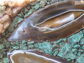 Detail of the stones at the Grotto of Redemption
